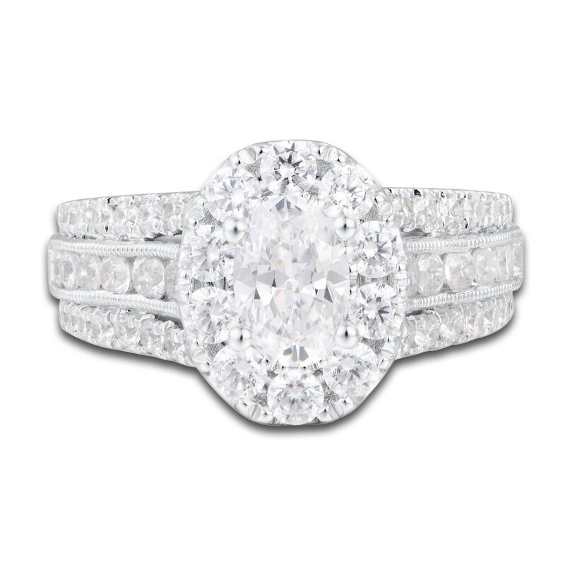Main Image 3 of Previously Owned Diamond Engagement Ring 2-1/4 ct tw Oval/Round 14K White Gold