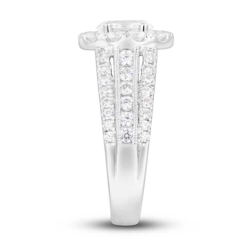 Main Image 4 of Previously Owned Diamond Engagement Ring 2-1/4 ct tw Oval/Round 14K White Gold