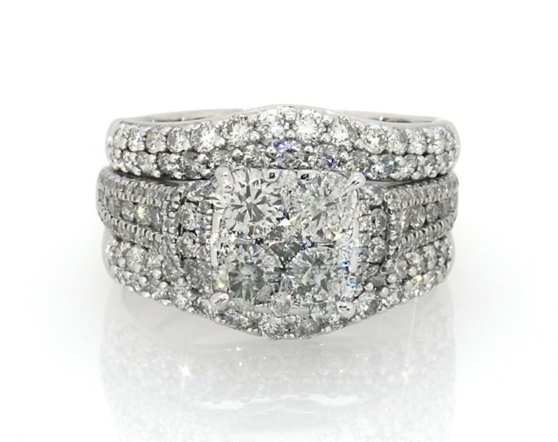 Previously Owned Diamond Bridal Set 3-7/8 ct tw 14K White Gold