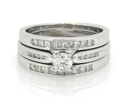 Previously Owned Princess & Round-Cut Diamond Bridal Set 7/8 ct tw 14K White Gold