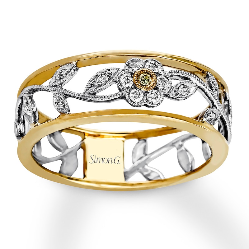 Main Image 1 of Previously Owned Simon G Diamond Band 1/10 ct tw Yellow/White 18K Gold