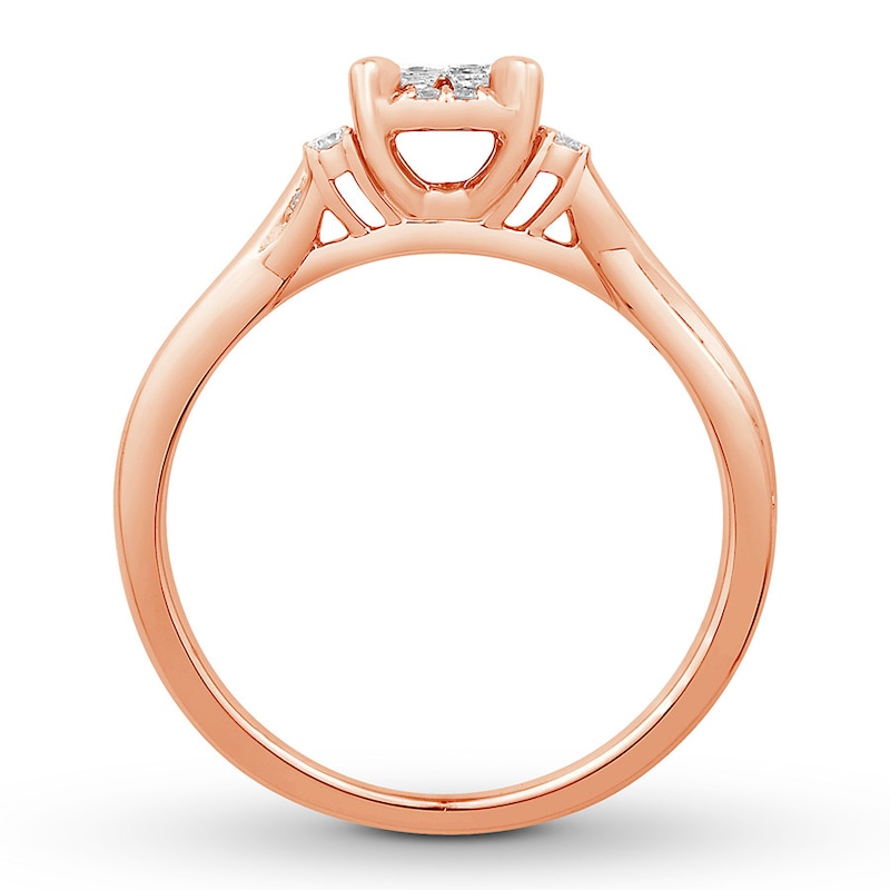 Main Image 2 of Previously Owned Diamond Promise Ring 1/3 ct tw Princess 10K Rose Gold