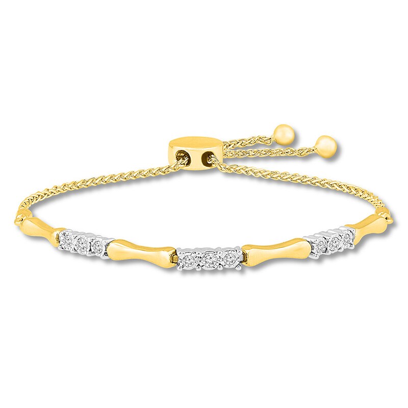 Main Image 1 of Previously Owned Diamond Bolo Bracelet 1/4 ct tw Round 10K Yellow Gold
