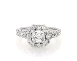 Previously Owned Princess & Round-Cut Diamond Engagement Ring 1-1/2 ct tw 14K White Gold