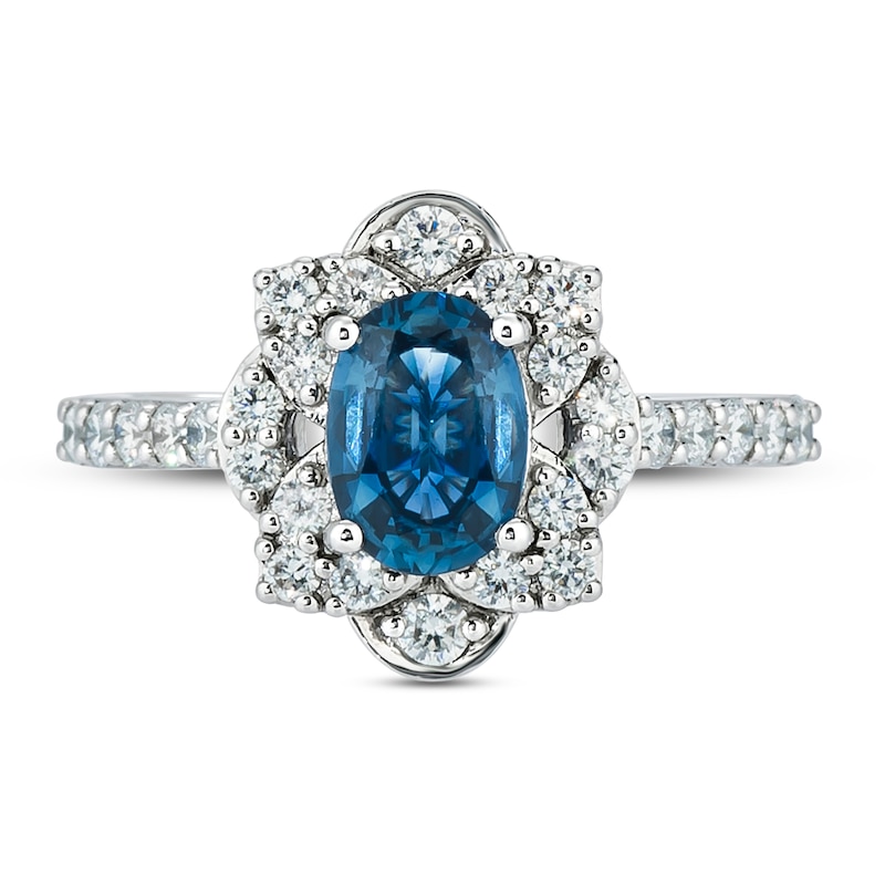 Main Image 4 of Previously Owned Le Vian Natural Sapphire Ring 5/8 ct tw Diamonds Platinum