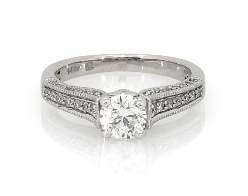Main Image 1 of Previously Owned Round-Cut Diamond Engagement Ring 1-1/3 ct tw 14K White Gold Size 4.25