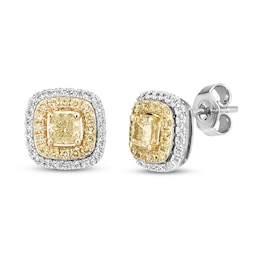 Previously Owned Le Vian Sunny Yellow Diamond Stud Earrings 1 ct tw 14K Two-Tone Gold
