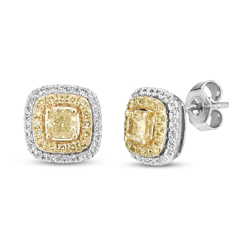 Main Image 1 of Previously Owned Le Vian Sunny Yellow Diamond Stud Earrings 1 ct tw 14K Two-Tone Gold