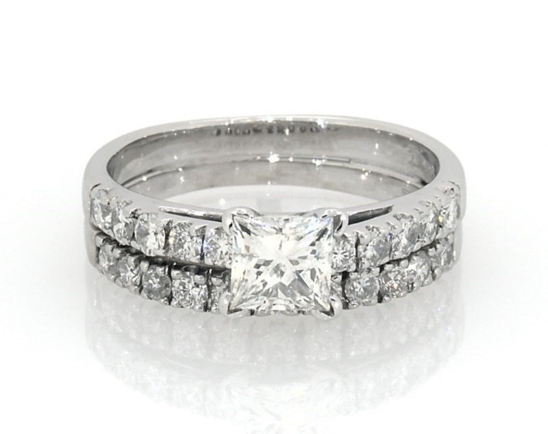 Previously Owned Princess & Round-Cut Diamond Bridal Set 1-1/2 ct tw ...