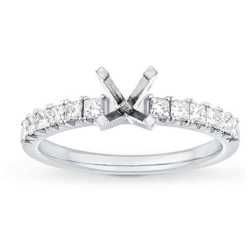 Main Image 1 of Previously Owned Diamond Engagement Ring Setting 1/2 ct tw Princess 14K White Gold