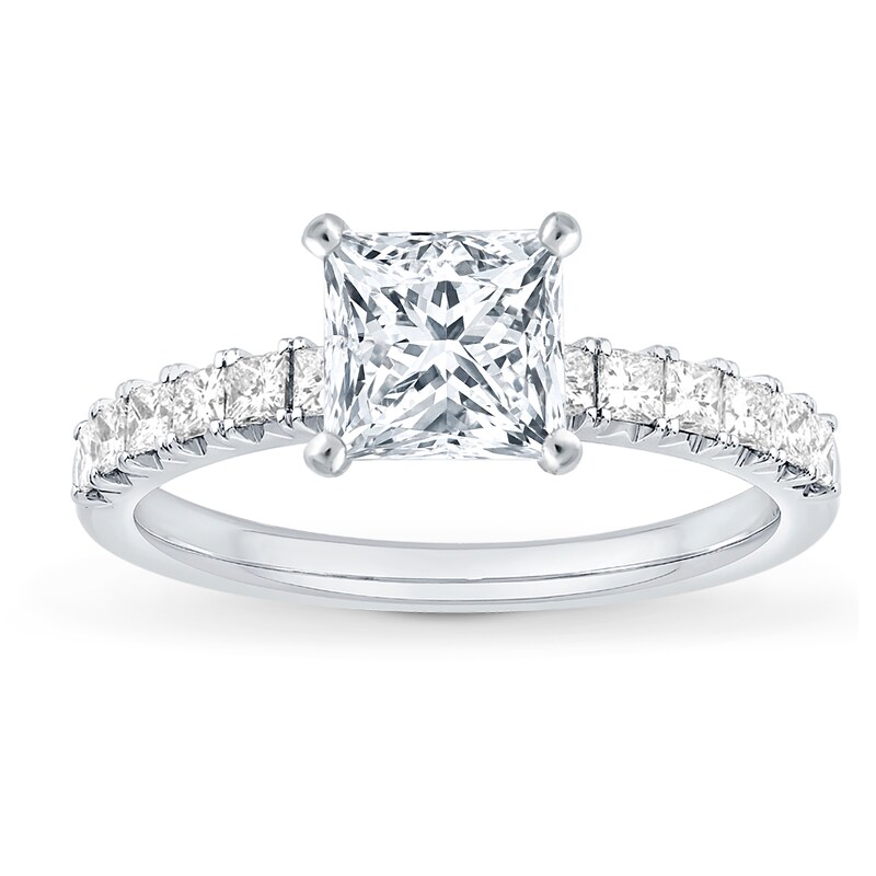 Main Image 3 of Previously Owned Diamond Engagement Ring Setting 1/2 ct tw Princess 14K White Gold