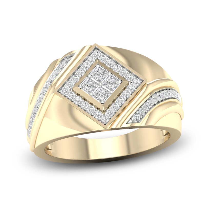 Main Image 1 of Previously Owned Men's Diamond Ring 1/2 ct tw Princess/Round 10K Yellow Gold