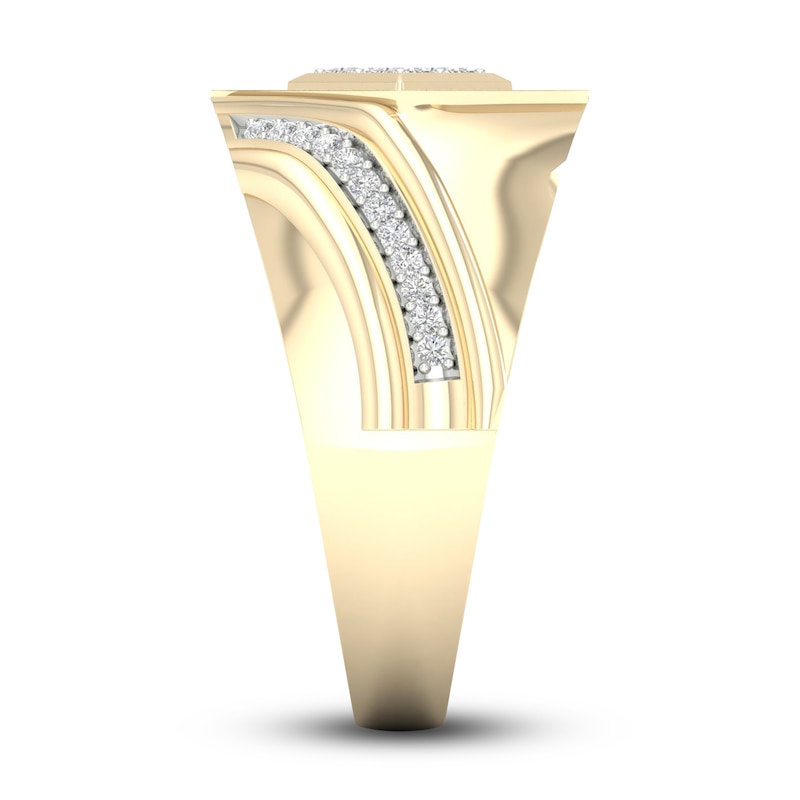 Main Image 3 of Previously Owned Men's Diamond Ring 1/2 ct tw Princess/Round 10K Yellow Gold