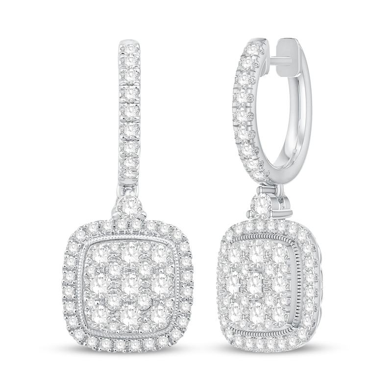 Main Image 1 of Previously Owned Diamond Dangle Earrings 1-3/4 ct tw Round 14K White Gold