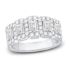 Thumbnail Image 1 of Previously Owned Diamond Anniversary Ring 2 ct tw Emerald/Round 14K White Gold