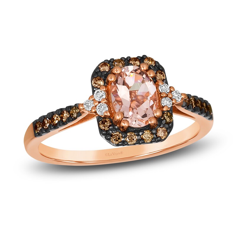 Main Image 1 of Previously Owned Le Vian Natural Morganite Ring 1/4 ct tw Diamonds 14K Strawberry Gold