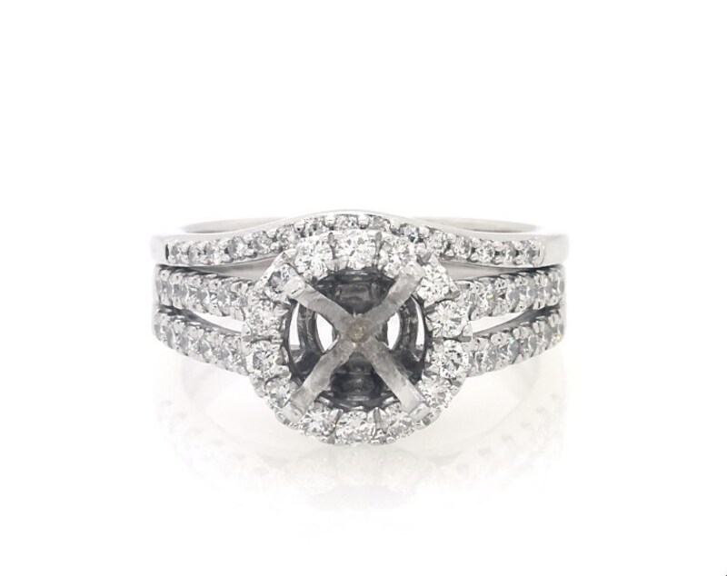 Main Image 1 of Previously Owned Diamond Bridal Set Setting 7/8 ct tw 14K White Gold