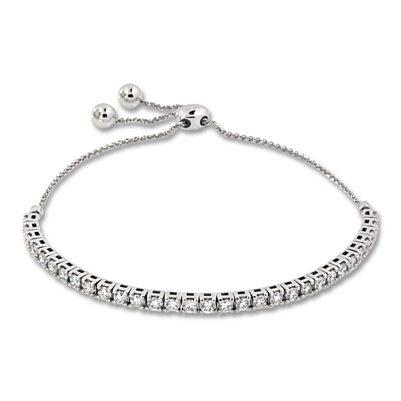 Main Image 1 of Previously Owned Lab-Grown Diamond Bolo Bracelet 2 ct tw Round 14K White Gold