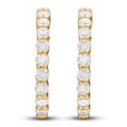 Previously Owned Lab-Grown Diamond Hoop Earrings 1 ct tw Round 14K Yellow Gold