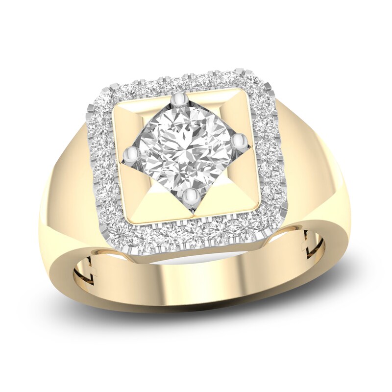 Main Image 1 of Previously Owned Men's Lab-Grown Diamond Ring 2 ct tw Round 14K Yellow Gold