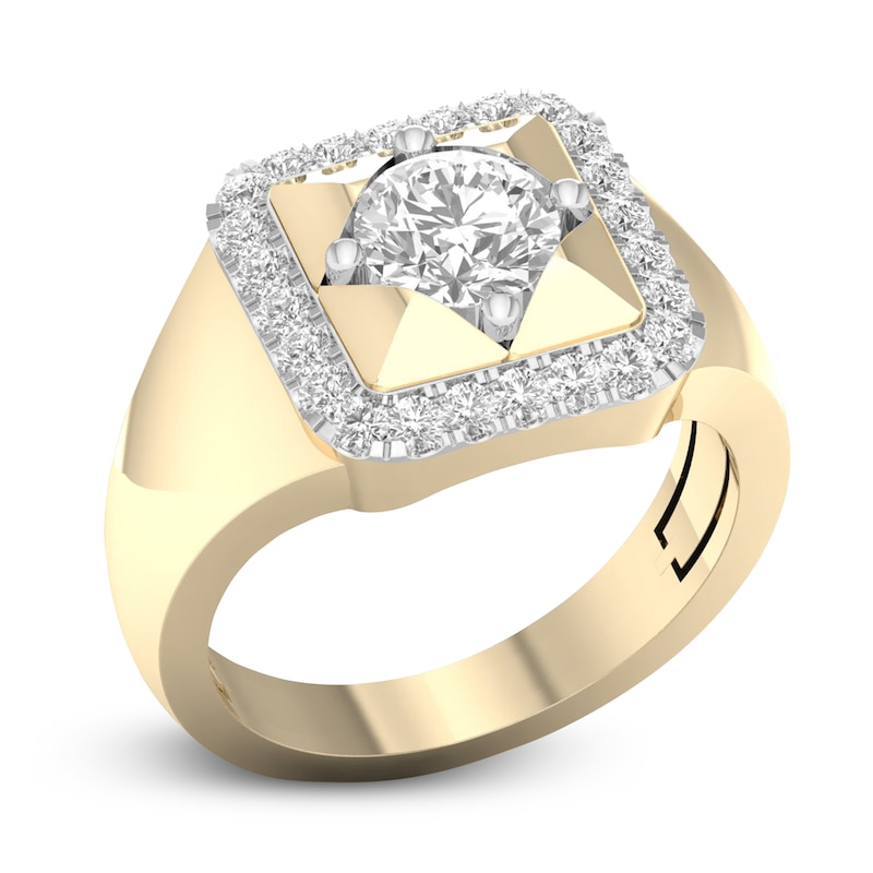 Main Image 4 of Previously Owned Men's Lab-Grown Diamond Ring 2 ct tw Round 14K Yellow Gold