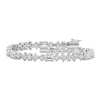 Thumbnail Image 1 of Previously Owned Lab-Grown Diamond Bracelet 8-1/2 ct tw Emerald/Princess/Round/Baguette 14K White Gold 7.25"