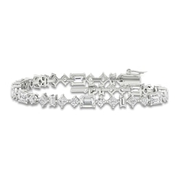 Previously Owned Lab-Grown Diamond Bracelet 8-1/2 ct tw Emerald/Princess/Round/Baguette 14K White Gold 7.25"