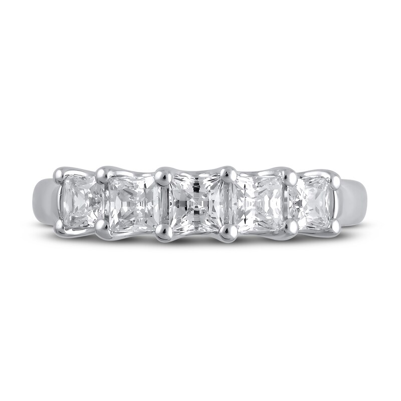 Main Image 2 of Previously Owned Lab-Grown Diamond Wedding Band 1-1/2 ct tw Princess 14K White Gold