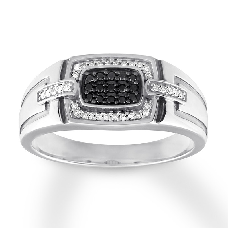 Main Image 1 of Previously Owned Men's Diamond Ring 1/5 ct tw Black & White 10K White Gold