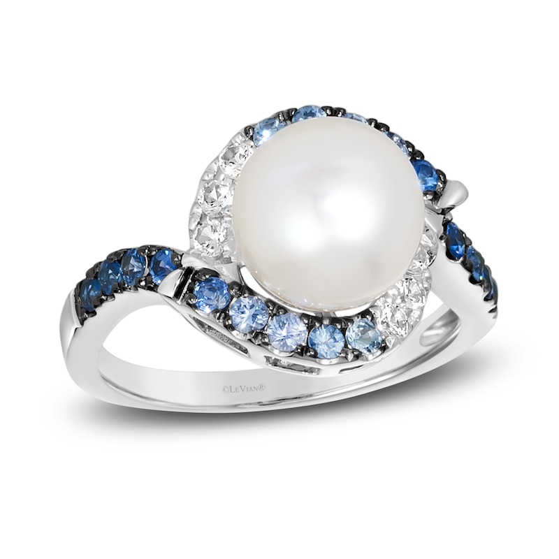 Main Image 1 of Previously Owned Le Vian Natural Sapphire & Freshwater Cultured Pearl Ring 14K Vanilla Gold