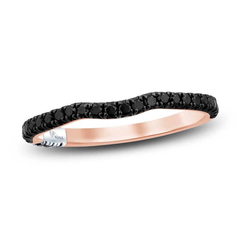 Main Image 1 of Previously Owned Pnina Tornai Black Diamond Contour Anniversary Ring 1/3 ct tw Round 14K Rose Gold