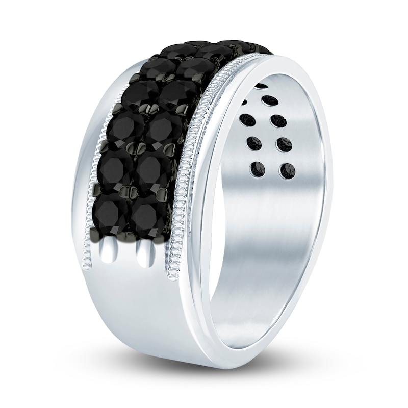 Main Image 2 of Previously Owned Men's Black Diamond Anniversary Ring 2 ct tw Round 10K White Gold