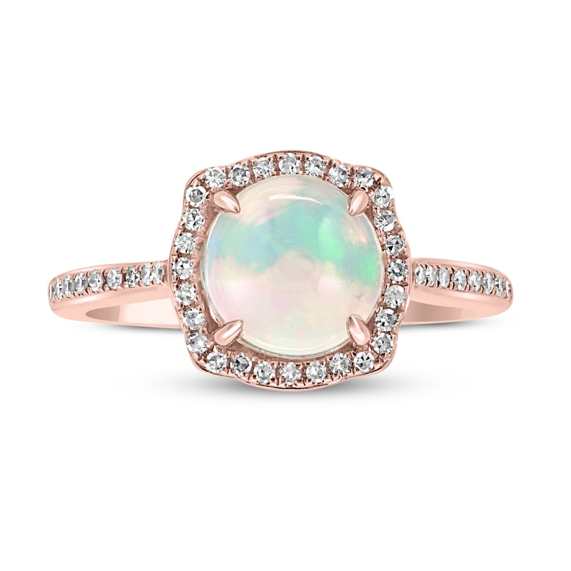 Main Image 3 of Previously Owned Effy Natural Opal Ring 1/6 ct tw Diamonds 14K Rose Gold