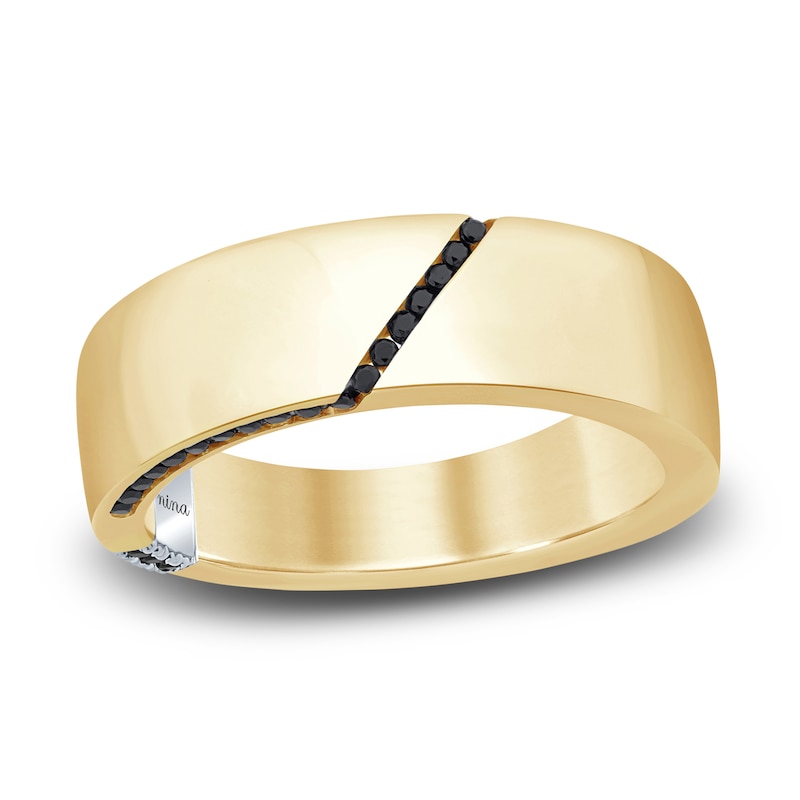 Main Image 1 of Previously Owned Pnina Tornai Men's Black Diamond Ring 1/4 ct tw Round 14K Yellow Gold