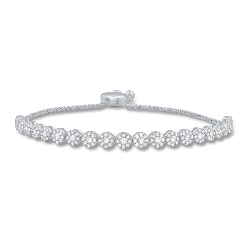 Main Image 1 of Previously Owned Diamond Bolo Bracelet 2 ct tw Round 14K White Gold 9.5"