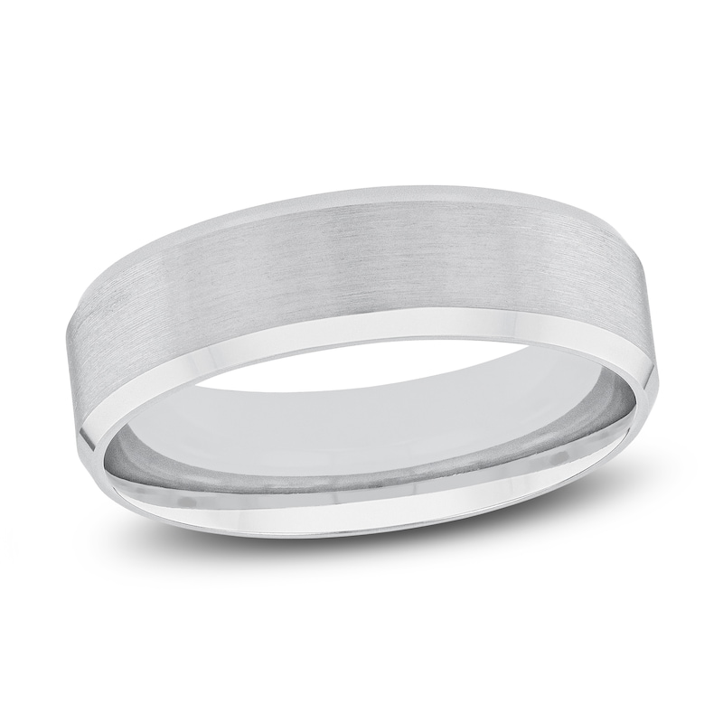 Main Image 1 of Previously Owned Men's Beveled Edge Wedding Band 14K White Gold
