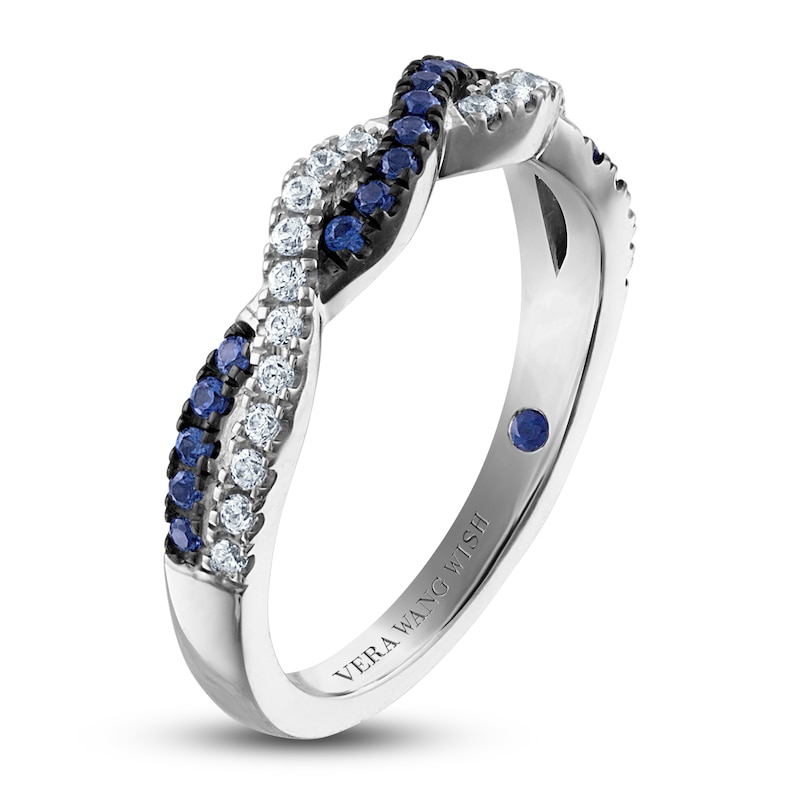Main Image 2 of Previously Owned Vera Wang WISH Diamond & Blue Sapphire Ring 1/5 ct tw Round 14K White Gold