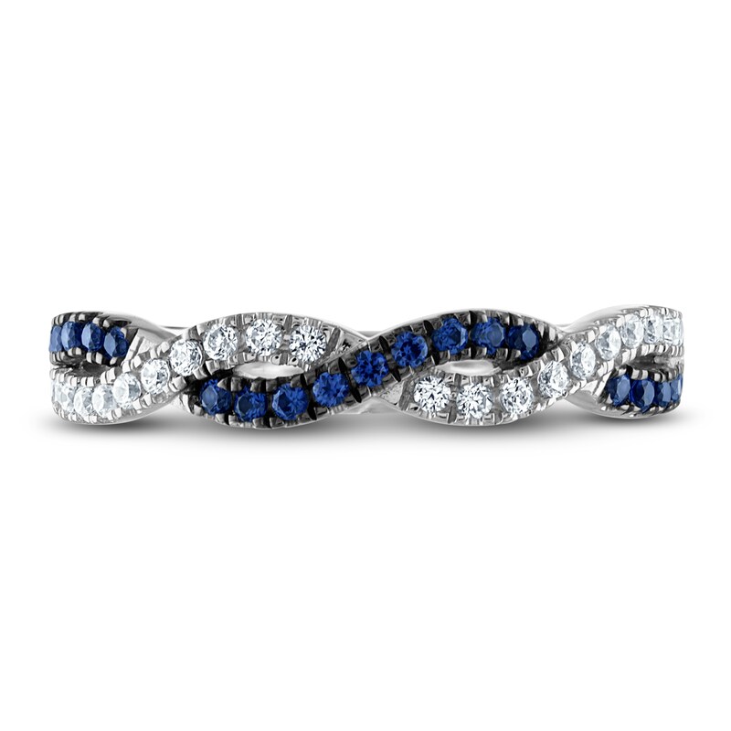 Main Image 3 of Previously Owned Vera Wang WISH Diamond & Blue Sapphire Ring 1/5 ct tw Round 14K White Gold