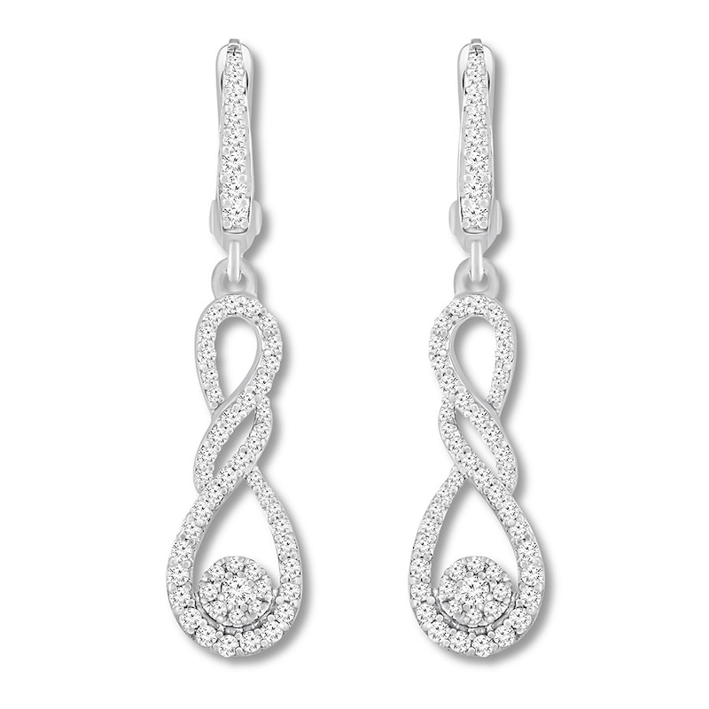 Main Image 2 of Previously Owned Diamond Infinity Earrings 1/2 carat tw 10K White Gold