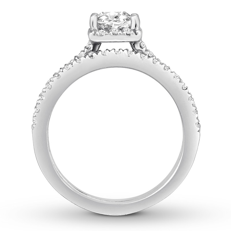 Main Image 2 of Previously Owned Diamond Bridal Set 1-1/2 ct tw Princess/Round 14K White Gold