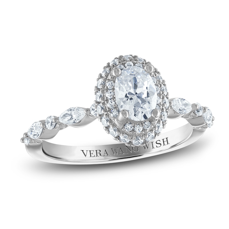 Main Image 1 of Previously Owned Vera Wang WISH Diamond Engagement Ring 1 ct tw Oval/Round 14K White Gold
