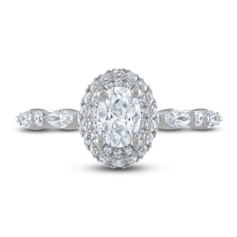 Main Image 3 of Previously Owned Vera Wang WISH Diamond Engagement Ring 1 ct tw Oval/Round 14K White Gold