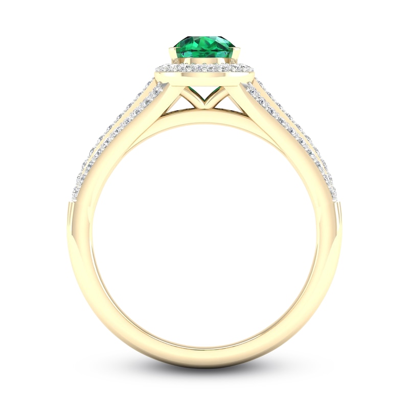 Main Image 4 of Previously Owned Natural Emerald Ring 1/4 ct tw Diamonds 10K Yellow Gold