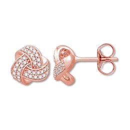 Previously Owned Diamond Knot Earrings 1/3 ct tw Round-cut 10K Rose Gold