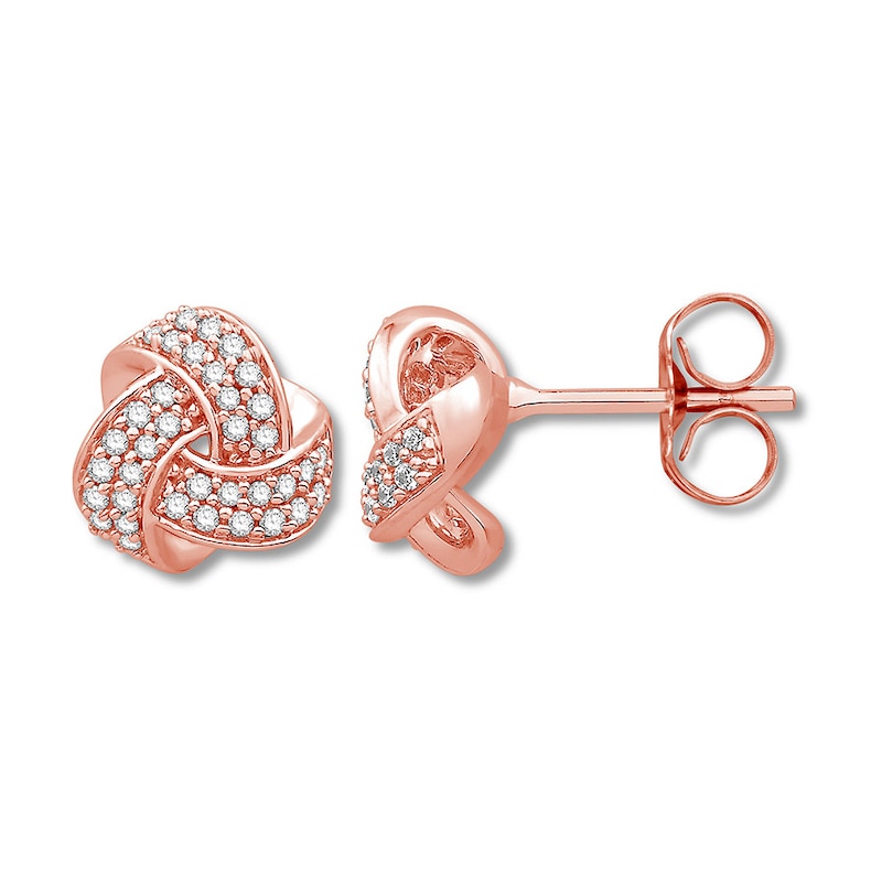 Main Image 1 of Previously Owned Diamond Knot Earrings 1/3 ct tw Round-cut 10K Rose Gold