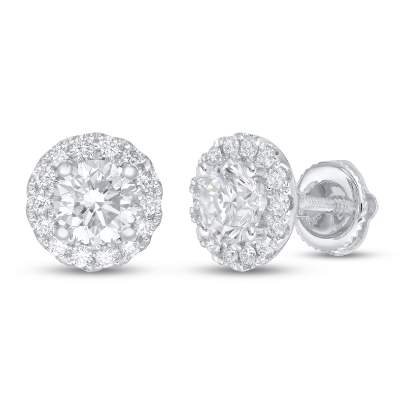 Main Image 1 of Previously Owned Lab-Grown Diamond Earrings 1-1/2 ct tw Round 14K White Gold