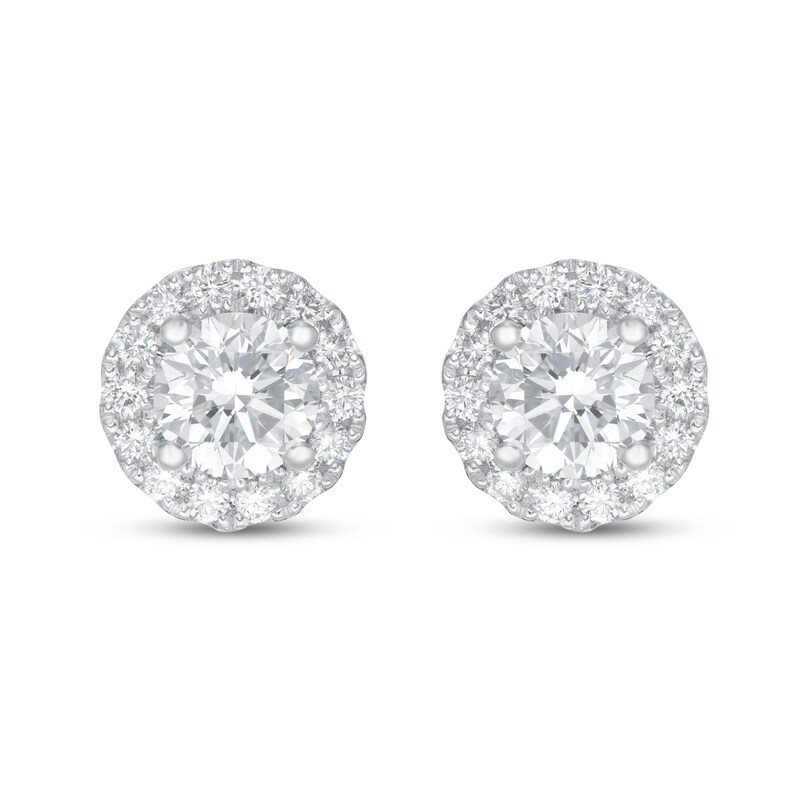 Main Image 3 of Previously Owned Lab-Grown Diamond Earrings 1-1/2 ct tw Round 14K White Gold