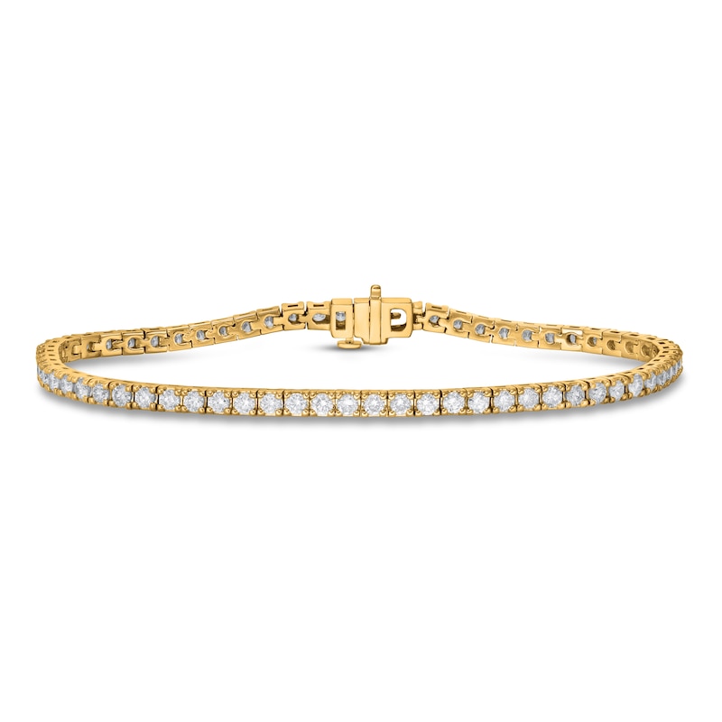 Main Image 1 of Previously Owned Lab-Grown Diamond Tennis Bracelet 3 ct tw Round 14K Yellow Gold