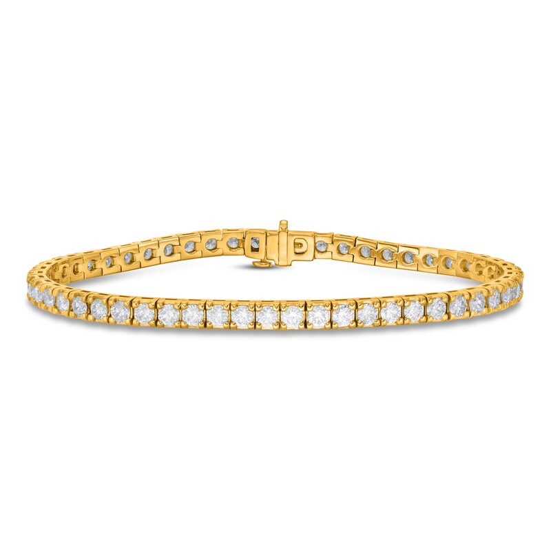 Main Image 1 of Previously Owned Lab-Grown Diamond Tennis Bracelet 5 ct tw Round 14K Yellow Gold
