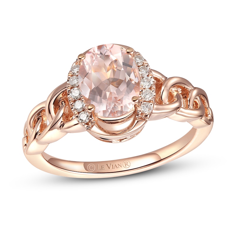 Main Image 1 of Previously Owned Le Vian Natural Morganite Ring 1/10 ct tw Diamonds 14K Strawberry Gold
